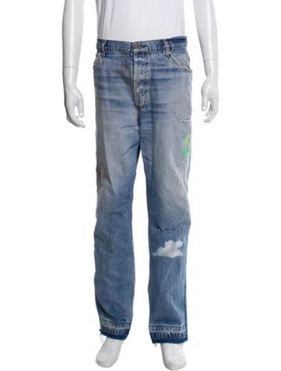 Pre-owned Lost Daze Graphic Print Pants In Blue