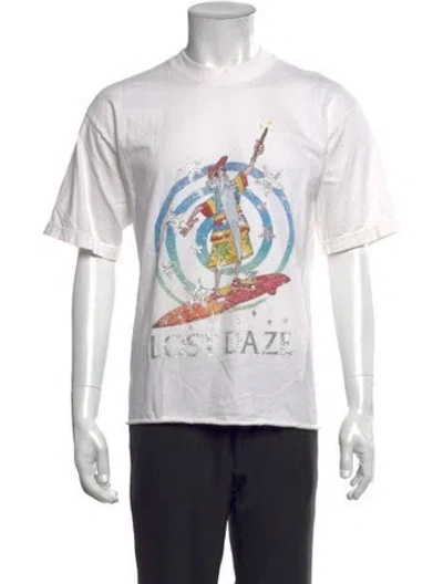 Pre-owned Lost Daze Graphic Print Short Sleeve Shirt In White
