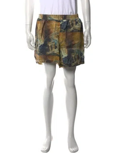Pre-owned Lost Daze Printed Jogger Shorts In Yellow
