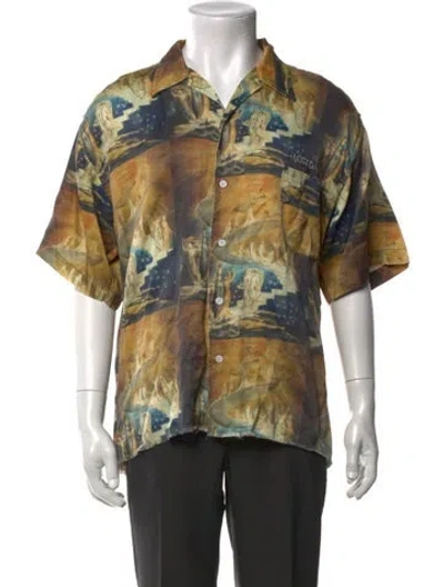 Pre-owned Lost Daze Printed Short Sleeve Shirt In Yellow