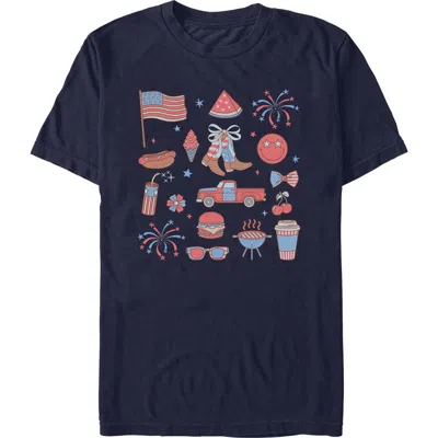Lost Gods American Fourth Of July Icons Graphic T-shirt In Blue