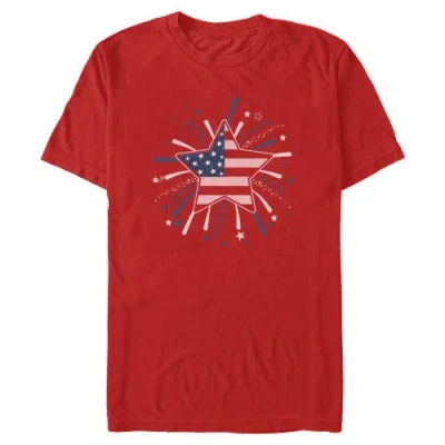 Lost Gods American Star Flag Fireworks Graphic T-shirt In Red