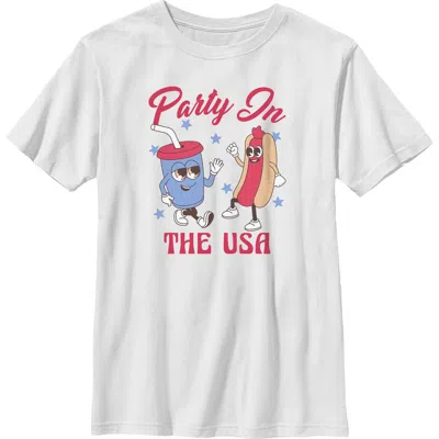 Lost Gods Kids' Boy's  Hot Dog Party In The Usa Graphic T-shirt In White