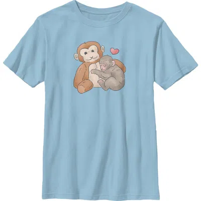 Lost Gods Kids' Boy's  Plush Monkey Love Graphic T-shirt In Light Blue
