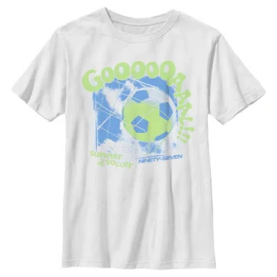 Lost Gods Kids' Boy's  Summer Of Soccer And Goals Graphic T-shirt In White