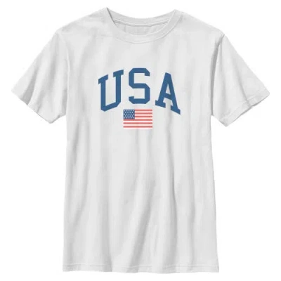 Lost Gods Kids' Boy's  Varsity Usa American Flag Graphic T-shirt In White