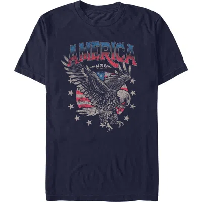 Lost Gods Distressed America Bald Eagle Graphic T-shirt In Blue