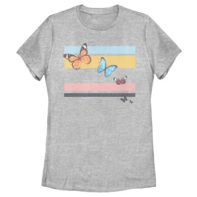 Lost Gods Distressed Butterfly Flag  Graphic T-shirt In Gray