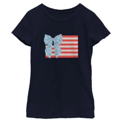 Lost Gods Kids' Girl's  Bow Bars And Stars Graphic T-shirt In Blue