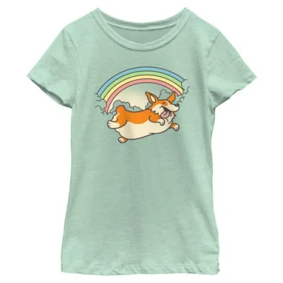 Lost Gods Kids' Girl's  Cloudy Rainbow Corgi  Graphic T-shirt In Gray