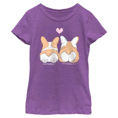 Lost Gods Kids' Girl's  Corgi Duo  Graphic T-shirt In Purple
