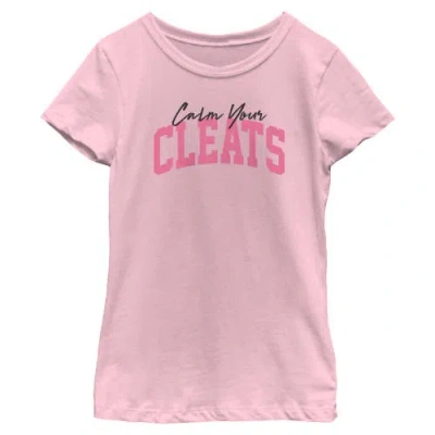 Lost Gods Kids' Girl's  Funny Calm Your Cleats Graphic T-shirt In Pink