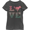 Lost Gods Girl's  Horse Retro Love Text  Graphic T-shirt In Black