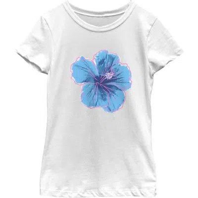 Lost Gods Kids' Girl's  Minimalist Hibiscus Graphic T-shirt In White