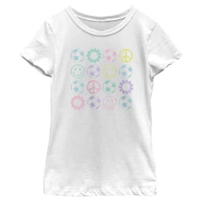 Lost Gods Kids' Girl's  Soccer And Happiness Icon Grid Graphic T-shirt In White
