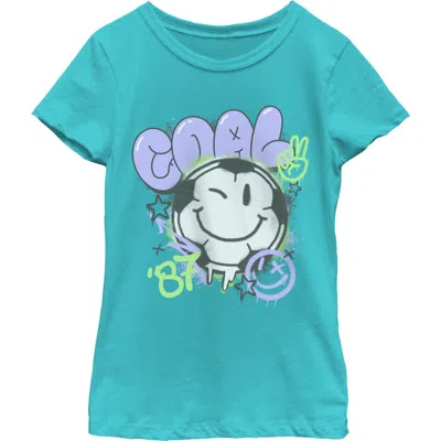 Lost Gods Kids' Girl's  Soccer Ball Smiley Face Graphic T-shirt In Blue