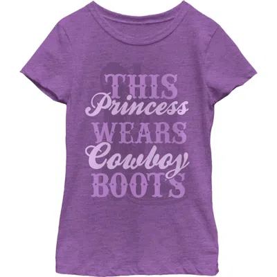 Lost Gods Kids' Girl's  This Princess Wears Cowboy Boots  Graphic T-shirt In Purple