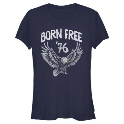 Lost Gods Junior's  Bald Eagle Born Free Graphic T-shirt In Blue