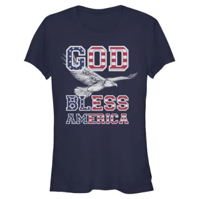 Lost Gods Junior's  God Bless America Graphic T-shirt In Blue