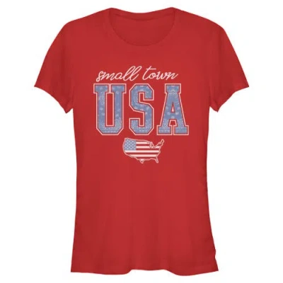 Lost Gods Junior's  Small Town Usa Map Graphic T-shirt In Red