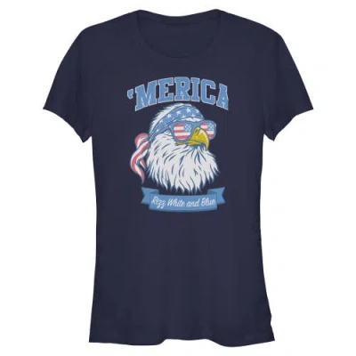 Lost Gods Juniors  America Cool Bald Eagle T Shirt In Blue