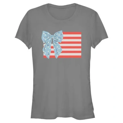 Lost Gods Juniors  Bow Bars And Stars T Shirt In Gray