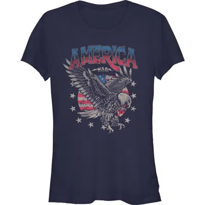 Lost Gods Juniors  Distressed America Bald Eagle T Shirt In Blue
