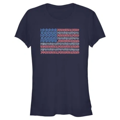 Lost Gods Juniors  Roses And Daisies American Flag T Shirt In Blue