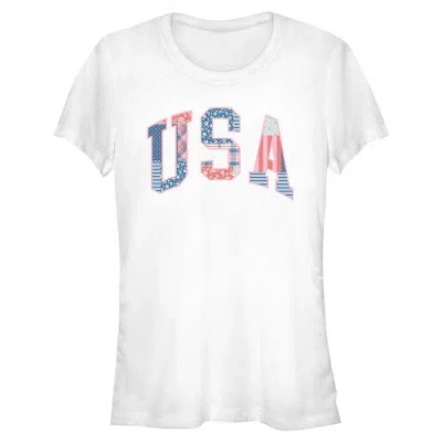 Lost Gods Juniors  Usa Patchwork Fill T Shirt In White
