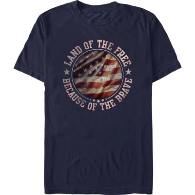 Lost Gods Land Of Free Because Of Brave  Graphic T-shirt In Blue