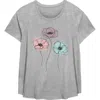Lost Gods Line Art Poppy Flowers  Graphic T-shirt In Gray