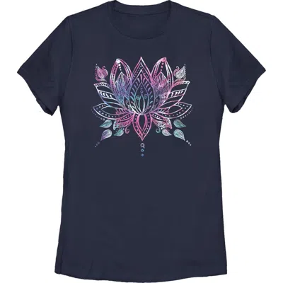 Lost Gods Lotus Flower Sketch  Graphic T-shirt In Blue
