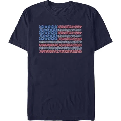 Lost Gods Roses And Daisies American Flag Graphic T-shirt In Navy Blue