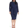 Lost Ink Tie Front Ribbed Sheath Dress