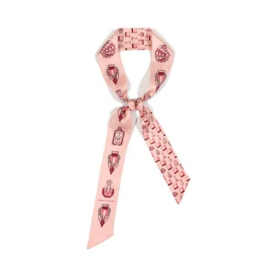Lost Pattern Amora Silk Skinny Scarf In Pink