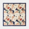 Lost Pattern Camellia Silk Square Bandana In Multi