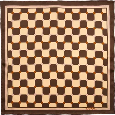 Lost Pattern Checkerboard Pocket Square In Brown