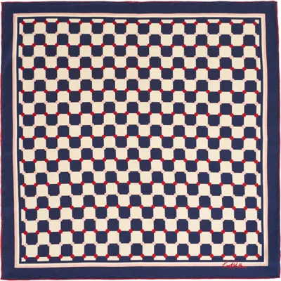Lost Pattern Checkerboard Silk Bandana In Burgundy