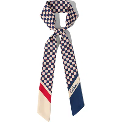 Lost Pattern Checkerboard Silk Skinny Scarf In Multi