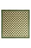 Lost Pattern Checkerboard Silk Square Bandana In Green