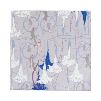Lost Pattern Datura Silk Pocket Square In Silver