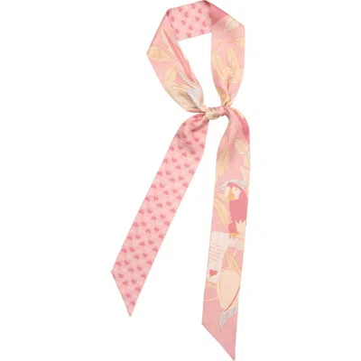 Lost Pattern El Amor Silk Skinny Scarf In Pink