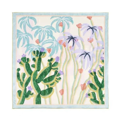 Lost Pattern "ethereal Mirage" Large Silk Scarf In Blue
