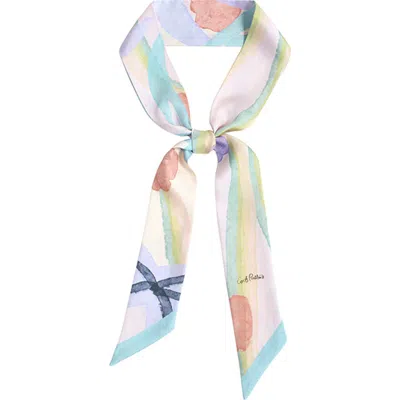 Lost Pattern "ethereal Mirage" Silk Twill Skinny Scarf In Pink