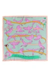 Lost Pattern House Of Frida Silk Square Bandana In Blue