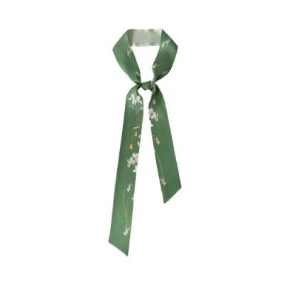 Lost Pattern Lily Silk Skinny Scarf In Green