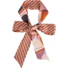 Lost Pattern Modular Silk Skinny Scarf In Brown