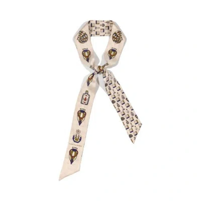 Lost Pattern Nyc "amora" Silk Skinny Scarf In Neutral