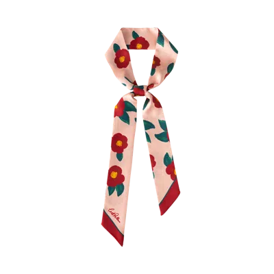 Lost Pattern Nyc "camellia" Silk Twill Skinny Scarf In Pink