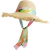 Lost Pattern Nyc "cartagena" Straw Hat With Ribbon Tie In Neutral